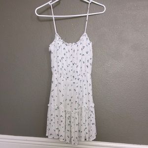 White sundress with blue flowers
